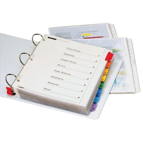 Cardinal Multi Color Extra Wide Table of Contents/8 Tab Divider 12pk - CRD-61818CB