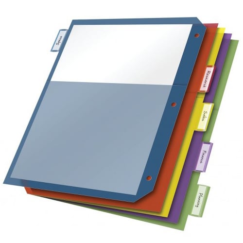 Cardinal Multi-Color Poly 5 Tab Double Pocket Divider (24 Sets) - CRD-84003
