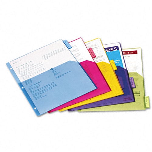 Cardinal Multi-Color Poly 5 Tab Single Pocket Divider 4pk - CRD-84016