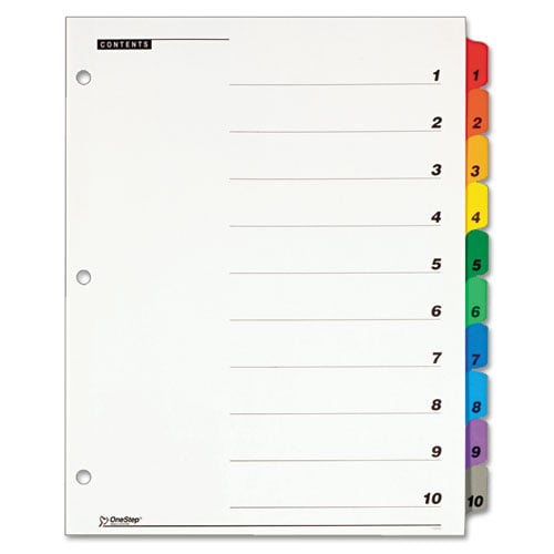 Cardinal Multi-Color Printable Table of Contents/10 Tab Divider (144 Sets) - CRD-61018CB