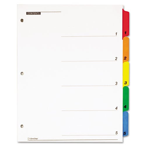 Cardinal Multi-Color Printable Table of Contents/5 Tab Divider (144 Sets) - CRD-60518
