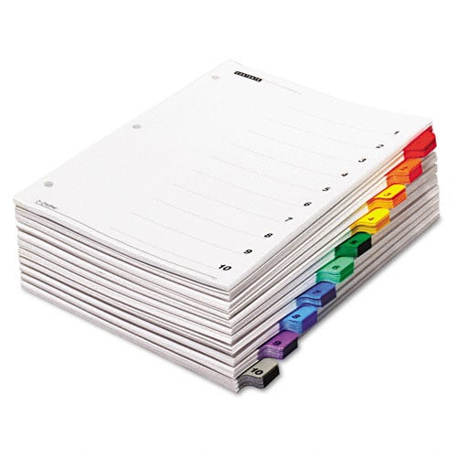 Cardinal Multi-Color QuickStep Table of Contents/10 Tab Divider (6 Packs, 24 Sets/Pack) - CRD-61038CB