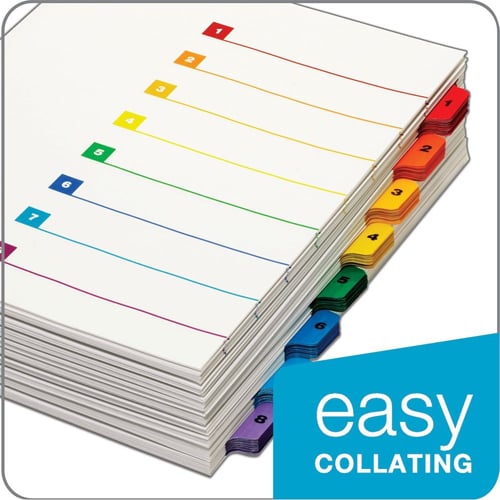 Cardinal Multi-Color QuickStep Table of Contents/8 Tab Divider (6 Packs, 24 Sets/Pack) - CRD-60838