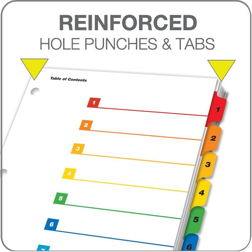 Cardinal Multi-Color QuickStep Table of Contents/8 Tab Divider (6 Packs, 24 Sets/Pack) - CRD-60838