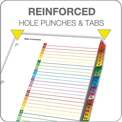 Cardinal Multi-Color Table of Contents/1-31 Tab Divider (72 Sets) - CRD-60118