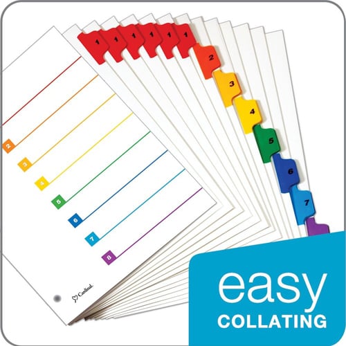 Cardinal Multi-Color Table of Contents/8 Tab Divider - 144pk - CRD-60828