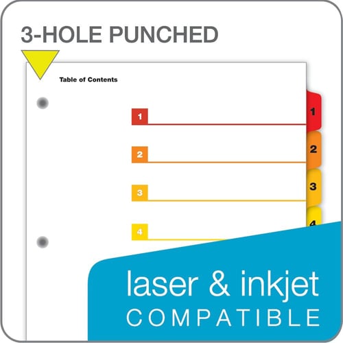Cardinal Multi-Color Table of Contents/8 Tab Divider - 144pk - CRD-60828