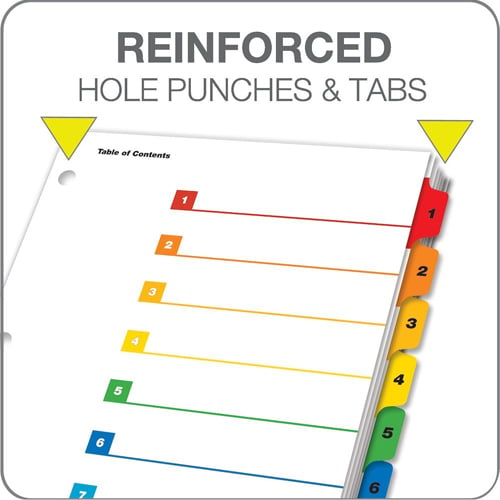 Cardinal Multi-Color Table of Contents/8 Tab Divider - 144pk - CRD-60828