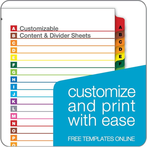 Cardinal Multi-Color Table of Contents/A-Z Tab Divider (72 Sets) - CRD-60218