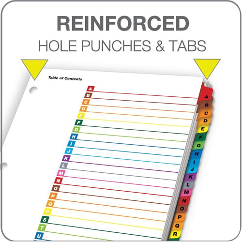 Cardinal Multi-Color Table of Contents/A-Z Tab Divider (72 Sets) - CRD-60218