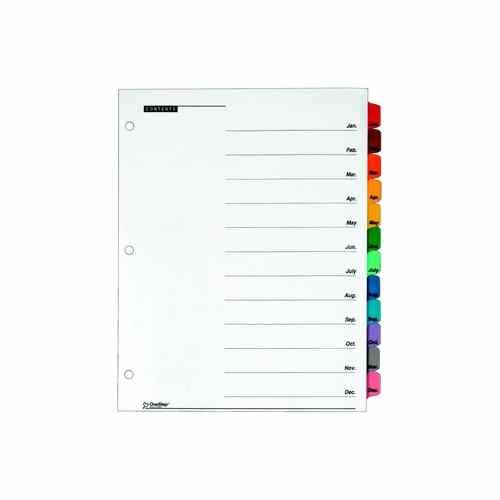 Cardinal Multi-Color Table of Contents/Month Tab Divider 24pk - CRD-60318CB