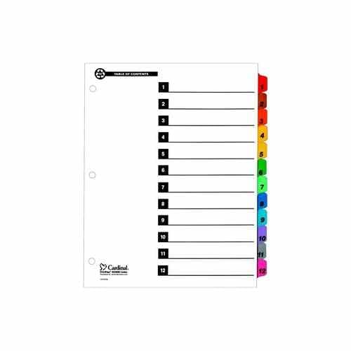 Cardinal Recycled Printable Table of Contents/12 Tab Divider 24 sets - CRD-71218