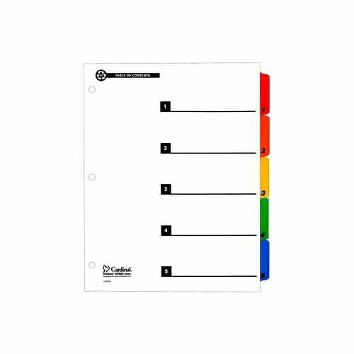 Cardinal Recycled Printable Table of Contents/5 Tab Divider 24 sets - CRD-70518