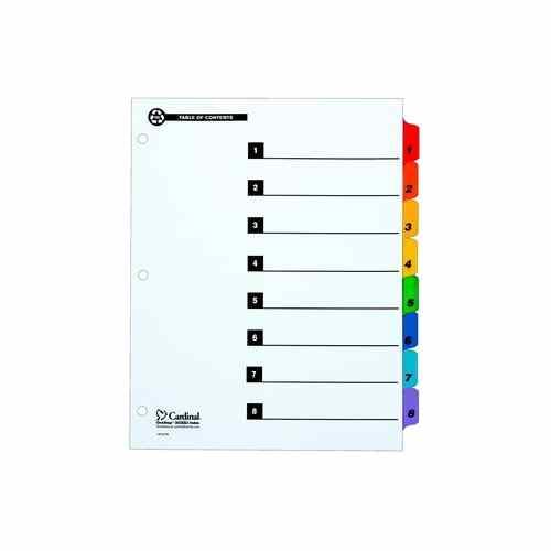 Cardinal Recycled Printable Table of Contents/8 Tab Divider 24 sets - CRD-70818