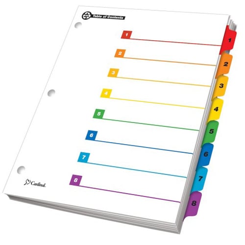Cardinal Recycled Printable Table of Contents/8 Tab Divider 24 sets - CRD-70818