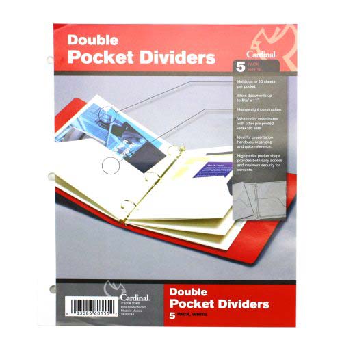 Cardinal White Double Pocket Dividers 24pk - CRD-60155