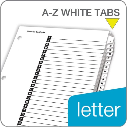 Cardinal White Printable Table of Contents/A-Z Tab Divider (72 Sets) - CRD-60213