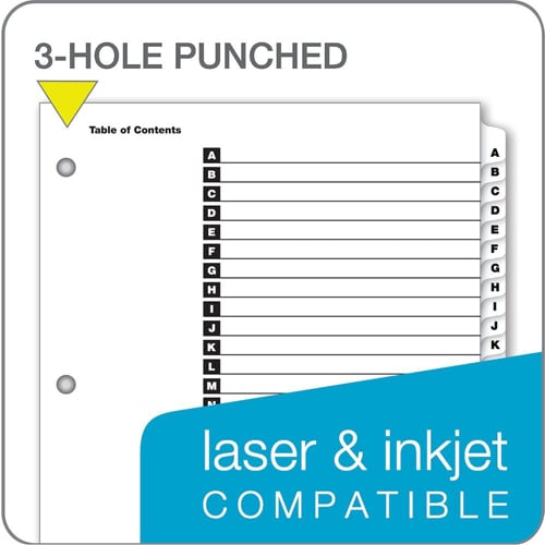 Cardinal White Printable Table of Contents/A-Z Tab Divider (72 Sets) - CRD-60213