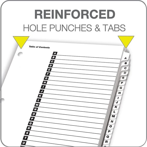 Cardinal White Printable Table of Contents/A-Z Tab Divider (72 Sets) - CRD-60213