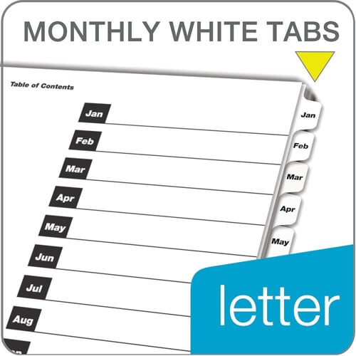 Cardinal White Printable Table of Contents/Month Tab Divider (144 Sets) - CRD-60313