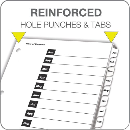 Cardinal White Printable Table of Contents/Month Tab Divider (144 Sets) - CRD-60313