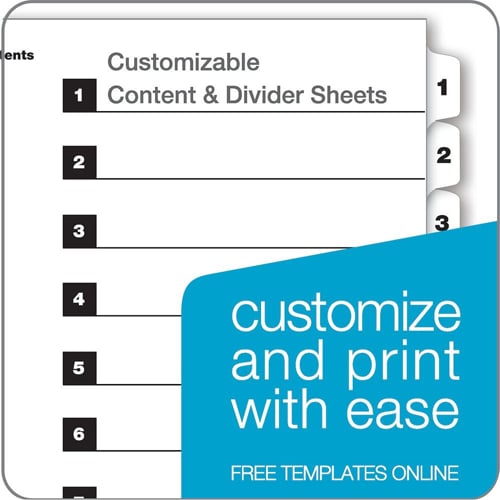 Cardinal White QuickStep Table of Contents/10 Tab Divider (6 Packs, 24 Sets/Pack) - CRD-61033