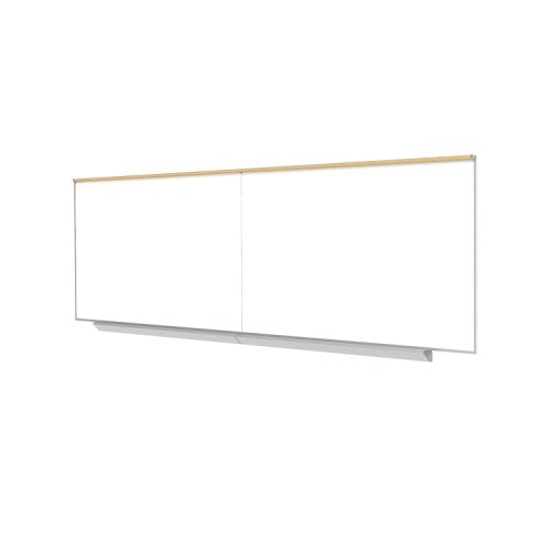 Centurion 4' x 16' Premium Magnetic Porcelain Aluminum Frame Whiteboard with Maprail