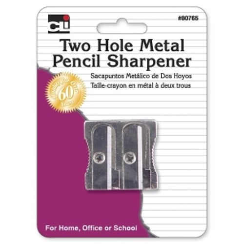 Charles Leonard 2 Hole Silver Sharpener for Standard and Jumbo Size Pencils