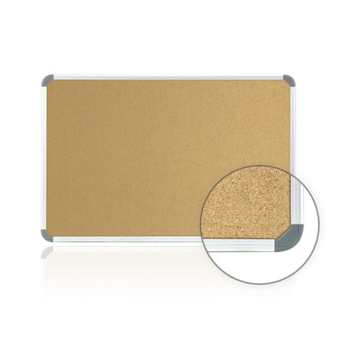Cintra 18" x 24" Natural Cork Bulletin Board with Aluminum Radial Edge Euro-Style Frame