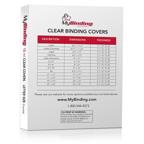 15mil Ultra Heavy Duty 8.75" X 11.25" Clear Covers W/ Tissue - 100/pk