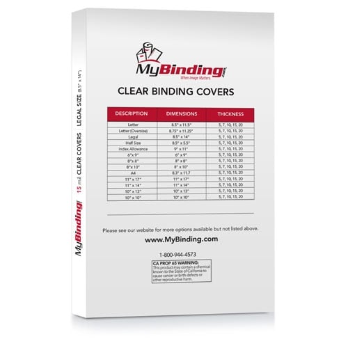 15mil Ultra Heavy Duty 8.5" x 14" Clear Covers W/ Tissue - 100pk