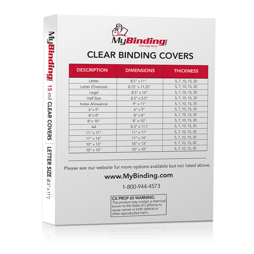 15mil Ultra Heavy Duty 8.5" x 11" Clear Binding Covers [With Tissue] - 100pk