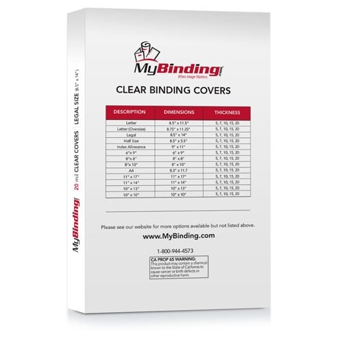 20Mil Mega Heavy Duty 8.5" x 14" Clear Covers W/ Tissue - 50pk