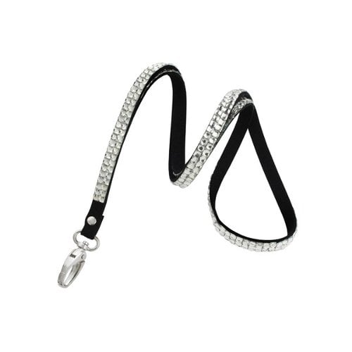 Clear Rhinestone Lanyard With Lobster Claw - 10pk
