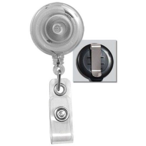 Clear Translucent Round Badge Reel with Belt Clip - 25pk