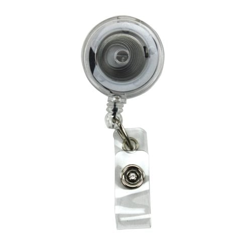 Clear Translucent Round Badge Reel with Belt Clip - 25pk