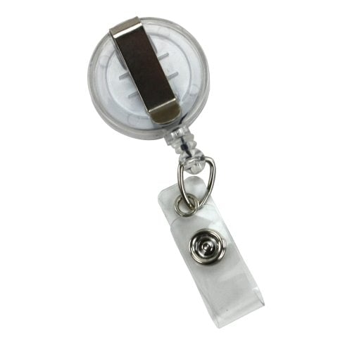 Clear Translucent Round Badge Reel with Belt Clip - 25pk