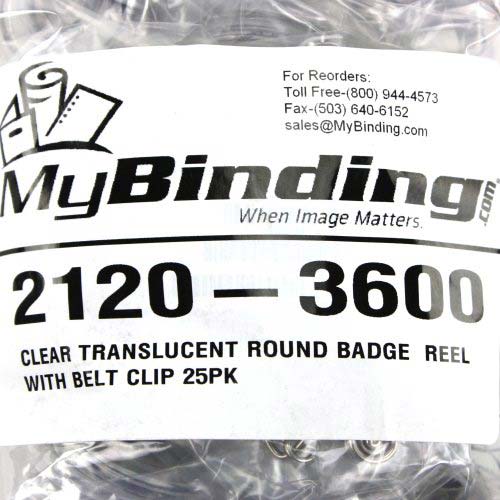 Clear Translucent Round Badge Reel with Belt Clip - 25pk