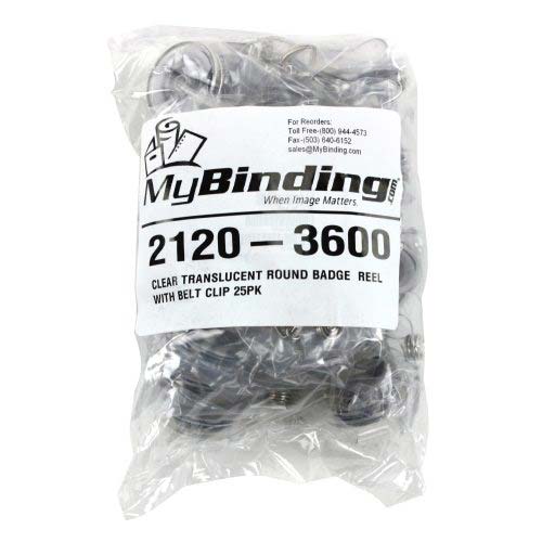 Clear Translucent Round Badge Reel with Belt Clip - 25pk