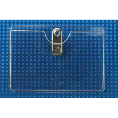 Clear Vinyl Horizontal Badge Holder Clip-On (4" x 3-1/2") - 100pk