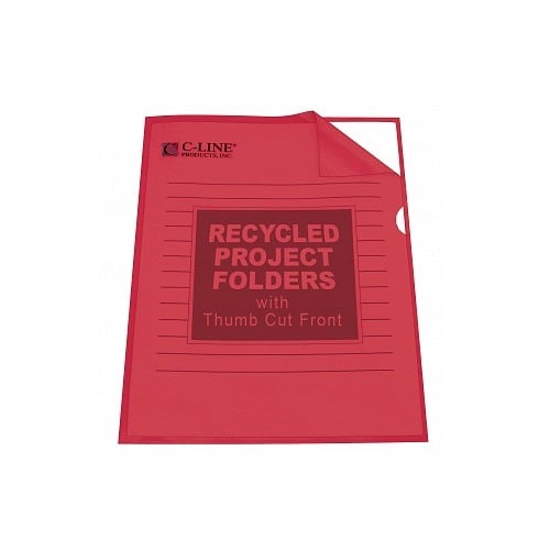 C-Line Tear-Resistant Red Recycled Project Folders - 25/BX