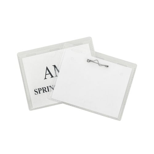 C-Line 3-1/2" x 2-1/4" Top Load Pin Style Name Badge Holder Kits 100pk - CLI-94223
