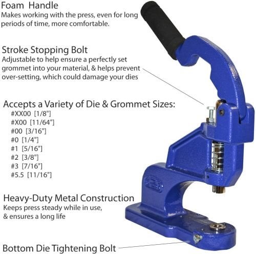 ClipsShop CSTEP-2 Grommet Press Kit with #2 Self-Piercing Die and 500 Nickel Grommets