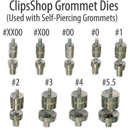 Self-Piercing Grommet Dies for ClipsShop CSTEP-1, CSTEP-2, CSTON-1, CSBUR-1, CSPIC-2 & CSPIC-3