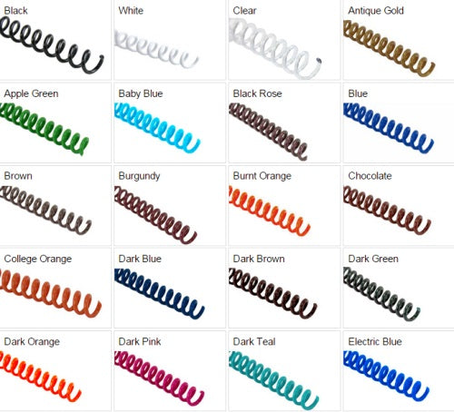 33mm 4:1 Pitch Plastic Spiral Binding Coil - 100pk