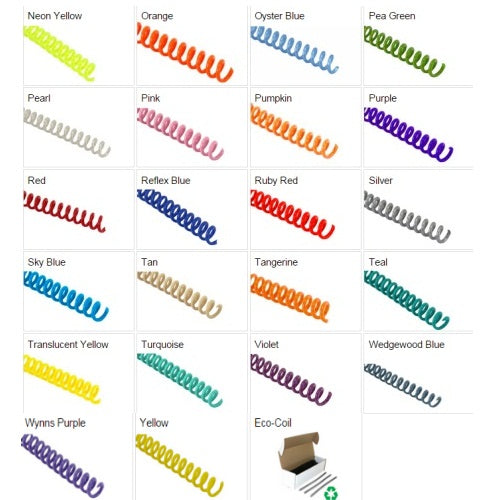 12mm 4:1 Pitch Plastic Spiral Binding Coil - 100pk