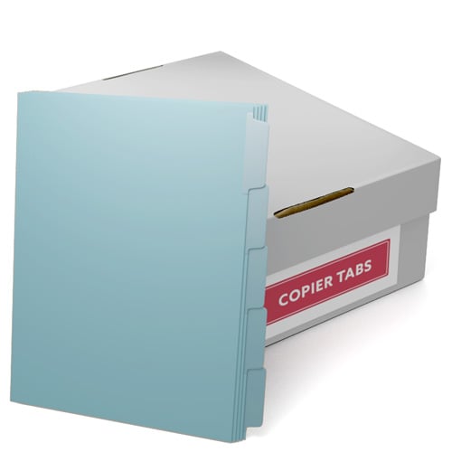 MyBinding 90lb Blue 1/9th Reverse Collated Mylar Coated Copier Tabs (3-Hole Punched) - 1 Carton