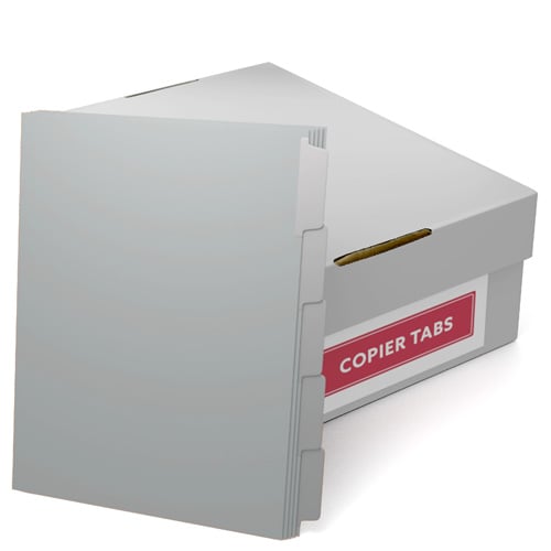 MyBinding 90lb Gray 1/5th Reverse Collated Mylar Coated Copier Tabs (3-Hole Punched) - 1 Carton