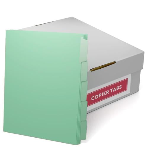 MyBinding 90lb Green Straight Collated Mylar Coated Copier Tabs (3-Hole Punched) - 1 Carton