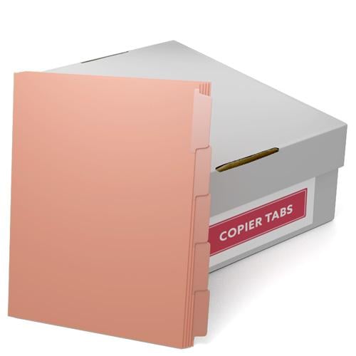 MyBinding 90lb Salmon 1/5th Straight Collated Mylar Coated Copier Tabs - 1 Carton